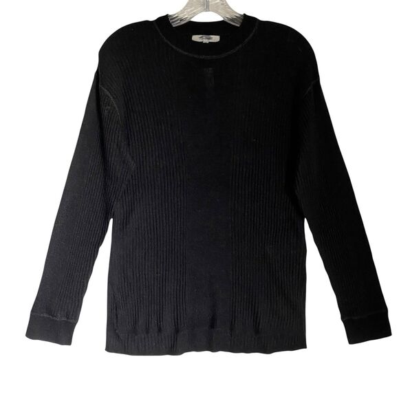 Madewell Alpaca Wool Ribbed Crewneck Sweater XS Black Relaxed Grunge Oversize - Picture 1 of 12